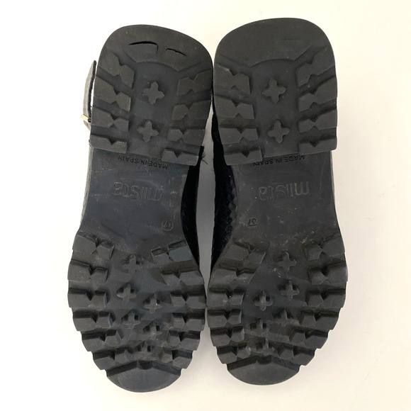 Miista Croc Embossed Ankle Boot Black Leather Round Toe Gold Buckle 37 6.5 - Picture 8 of 9